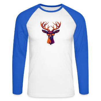 Retro Deer Revolt - Unisex Long Sleeve Baseball T-Shirt - white/royal blue - Front - Nik (191cm)