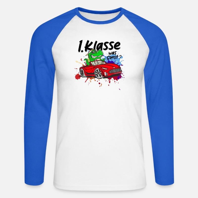 Schulkind Einschulung 2026 1. Klasse Geschenk - Unisex Baseballshirt langarm - Weiß/Royalblau