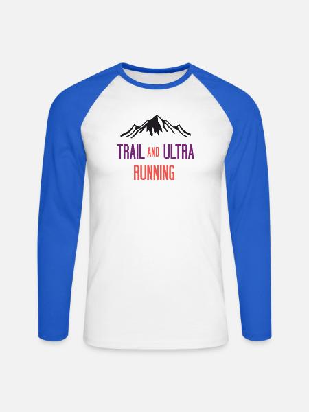 Trail- und Ultraläufe - Unisex Baseballshirt langarm - Weiß/Royalblau