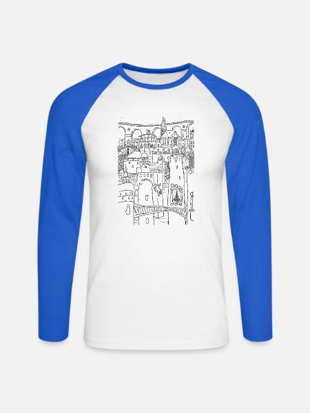 Görlitz Potpourri schwarz - Unisex Baseballshirt langarm - Weiß/Royalblau