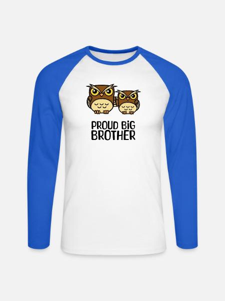 Eule Stolzer Großer Bruder Statement Bruderherz - Unisex Baseballshirt langarm - Weiß/Royalblau