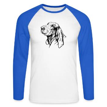 Bracco Italiano Portrait - Unisex Baseballshirt langarm - Weiß/Royalblau - Vorne - Nik (191cm)