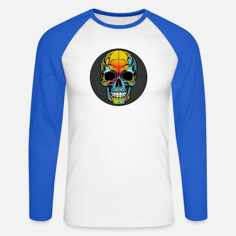 Skull bunt mit rand - Unisex Baseballshirt langarm - Weiß/Royalblau