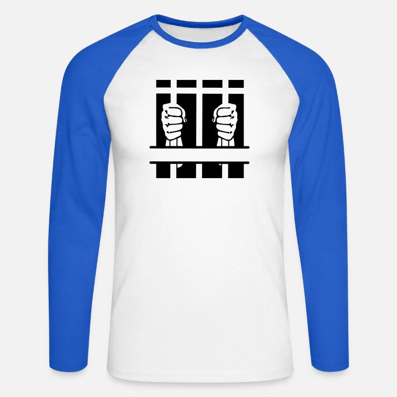 Zwei Fäuste hinter Gittern und Leerzeichen - Unisex Baseballshirt langarm - Weiß/Royalblau