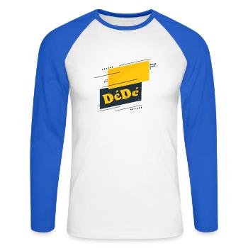 Dédé - Unisex Long Sleeve Baseball T-Shirt - white/royal blue - Front - Nik (191cm)