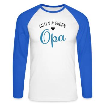 Guten Morgen Opa - Unisex Baseballshirt langarm - Weiß/Royalblau - Vorne - Nik (191cm)