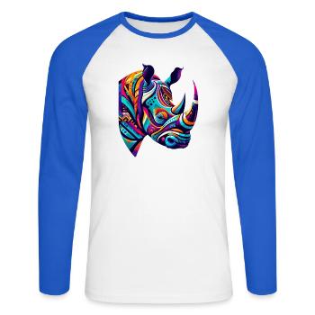 Rhinoceros - Unisex Long Sleeve Baseball T-Shirt - white/royal blue - Front - Nik (191cm)