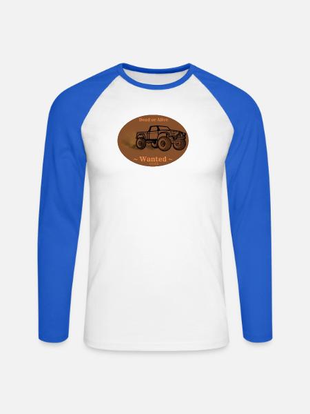 Truck „Wanted“ - Unisex Baseballshirt langarm - Weiß/Royalblau