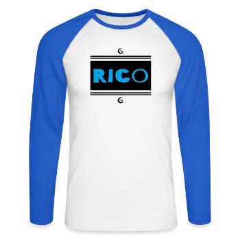 Rico - T-shirt baseball manches longues Homme - blanc/bleu royal - Devant - Nik (191cm)