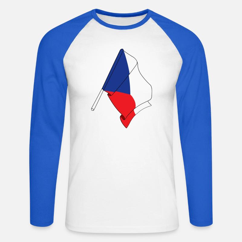 Flagge der Tschechischen Republik - Unisex Baseballshirt langarm - Weiß/Royalblau