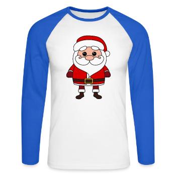 Nikolaus Cartoon Weihnachten Kinder Shirt - Unisex Baseballshirt langarm - Weiß/Royalblau - Vorne - Nik (191cm)