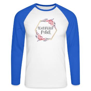Südtirol Italien Berge Alpen Madl Geschenk - Unisex Baseballshirt langarm - Weiß/Royalblau - Vorne - Nik (191cm)