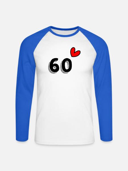 60. 60 JAHRE. 60-JÄHRIGES JUBILÄUM. 60. GEBURTSTAG. - Unisex Baseballshirt langarm - Weiß/Royalblau