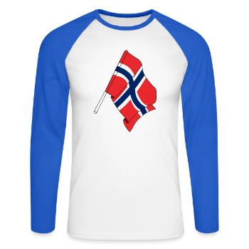 Flag Norway - Unisex Long Sleeve Baseball T-Shirt - white/royal blue - Front - Nik (191cm)