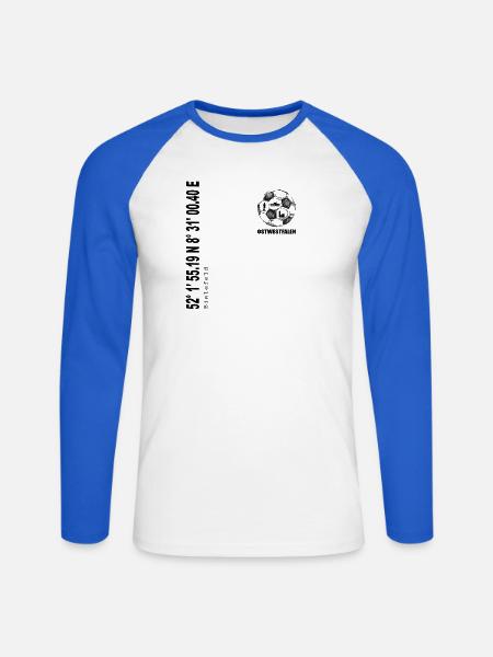 Koordinaten Bielefeld - Unisex Baseballshirt langarm - Weiß/Royalblau
