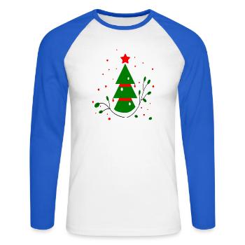 Noël, Arbre De Noël - T-shirt baseball manches longues Homme - blanc/bleu royal - Devant - Nik (191cm)