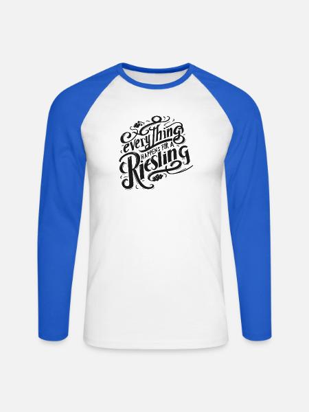 everything happens for a riesling! - Unisex Baseballshirt langarm - Weiß/Royalblau