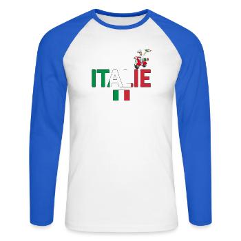Italie - T-shirt baseball manches longues Homme - blanc/bleu royal - Devant - Nik (191cm)