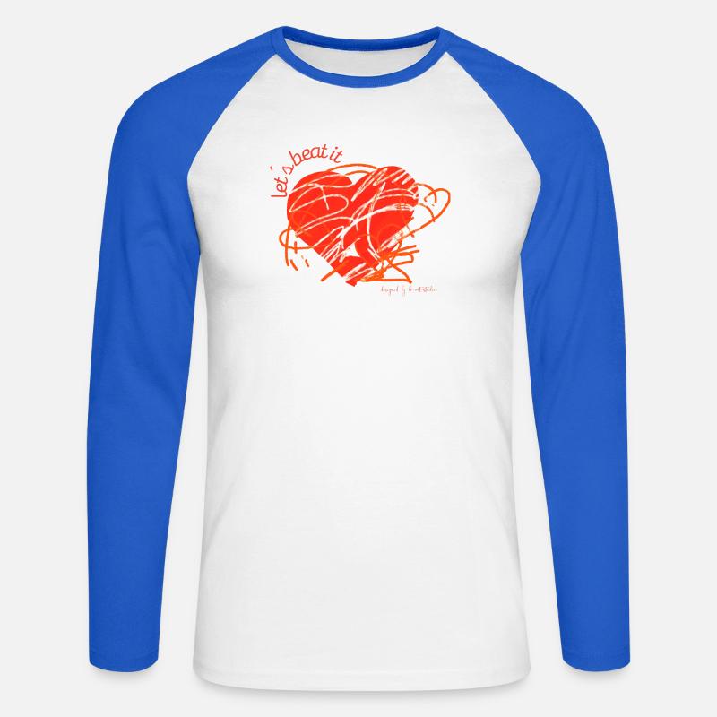 Abstraktes Herz der energetischen Liebe - Unisex Baseballshirt langarm - Weiß/Royalblau