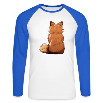 Pomeranian - Unisex Long Sleeve Baseball T-Shirt - white/royal blue - Front - Nik (191cm)