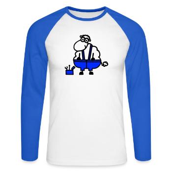 Handwerkerschaf, Held der Arbeit - Unisex Baseballshirt langarm - Weiß/Royalblau - Vorne - Nik (191cm)