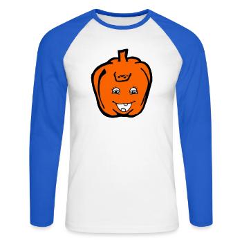 Paprika - T-shirt baseball manches longues Homme - blanc/bleu royal - Devant - Nik (191cm)