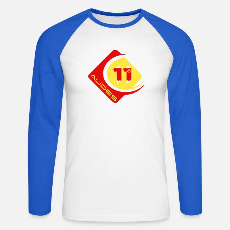Audes - Maglia da baseball a manica lunga da uomo - bianco/blu royal