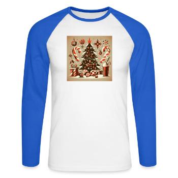 Weihnachts Design 1 - Unisex Baseballshirt langarm - Weiß/Royalblau - Vorne - Nik (191cm)