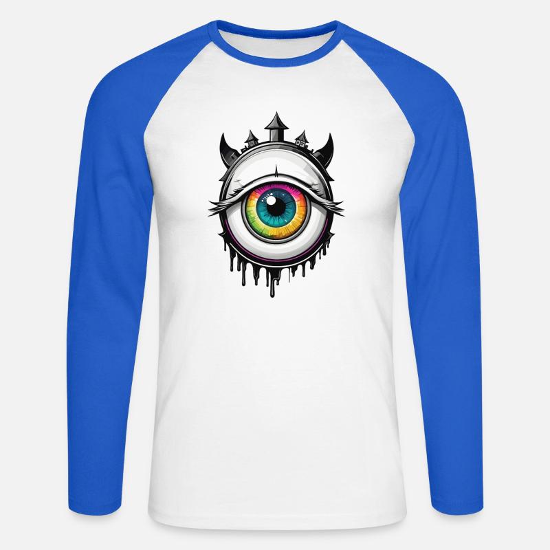 Ojo con cuernos - Raglán manga larga hombre - blanco/azul intenso