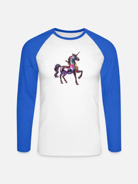 lila chormatisches Einhorn - Unisex Baseballshirt langarm - Weiß/Royalblau