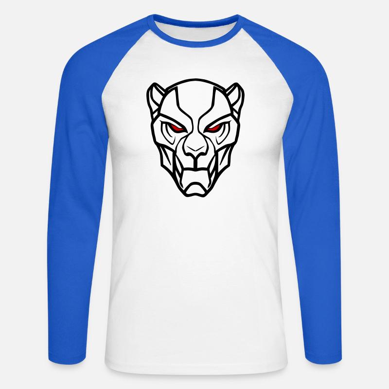Vector Löwenkopf Design - Unisex Baseballshirt langarm - Weiß/Royalblau