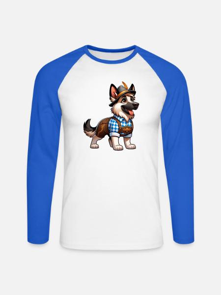 Bavarian Shepherd Dog - Unisex Long Sleeve Baseball T-Shirt - white/royal blue