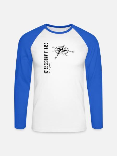 Koordinaten Siegen - Unisex Baseballshirt langarm - Weiß/Royalblau