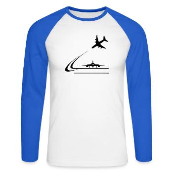 Landing of aircraft - Unisex Long Sleeve Baseball T-Shirt - white/royal blue - Front - Nik (191cm)