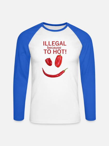 Illegale Hitze – Chili-Pepper Motiv - Unisex Baseballshirt langarm - Weiß/Royalblau