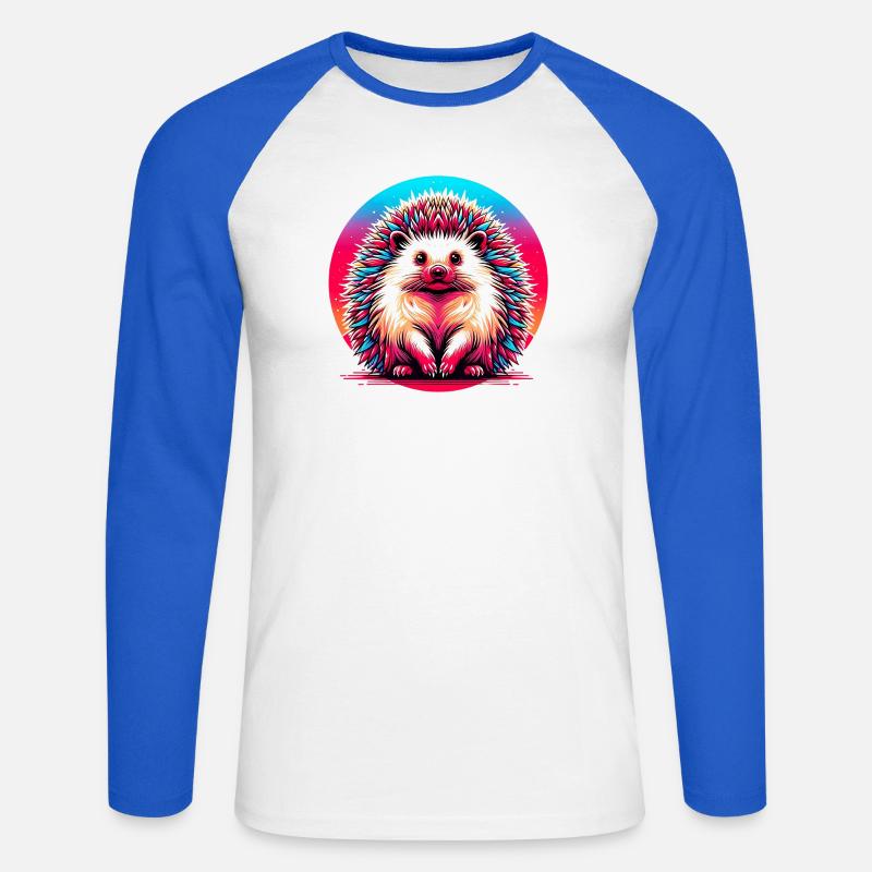 Igel - Unisex Baseballshirt langarm - Weiß/Royalblau