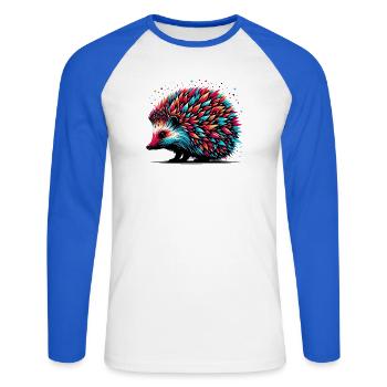 Hérisson - T-shirt baseball manches longues Homme - blanc/bleu royal - Devant - Nik (191cm)