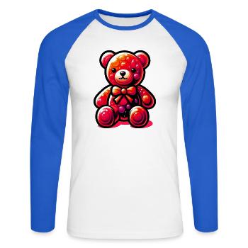 Ours - T-shirt baseball manches longues Homme - blanc/bleu royal - Devant - Nik (191cm)