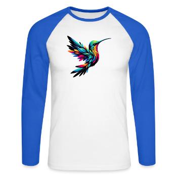 Colibri - T-shirt baseball manches longues Homme - blanc/bleu royal - Devant - Nik (191cm)