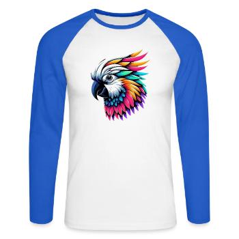 Kakadu-Papagei mit Kamm - Unisex Baseballshirt langarm - Weiß/Royalblau - Vorne - Nik (191cm)