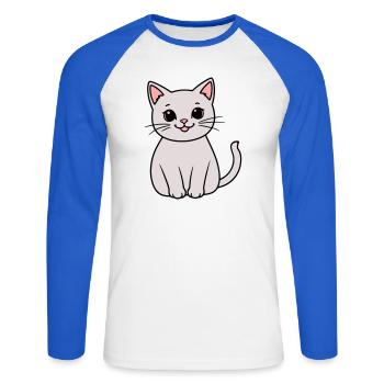 gray kitten - Unisex Long Sleeve Baseball T-Shirt - white/royal blue - Front - Nik (191cm)