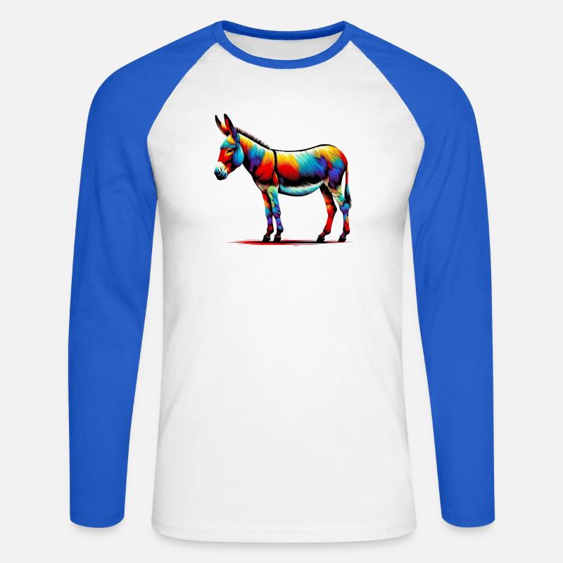 Asino asinello ciuccio mulo - Maglia da baseball a manica lunga da uomo - bianco/blu royal