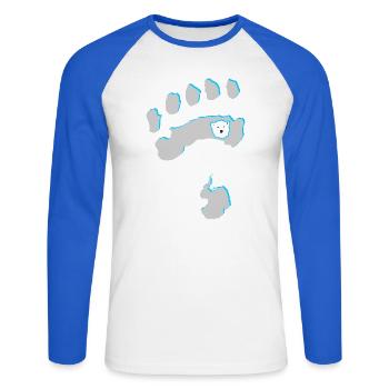 Eisbär 8 - Unisex Baseballshirt langarm - Weiß/Royalblau - Vorne - Nik (191cm)