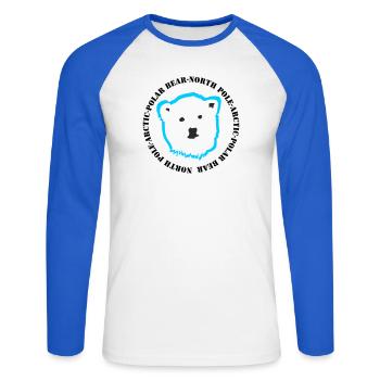 Eisbär 4 - Unisex Baseballshirt langarm - Weiß/Royalblau - Vorne - Nik (191cm)