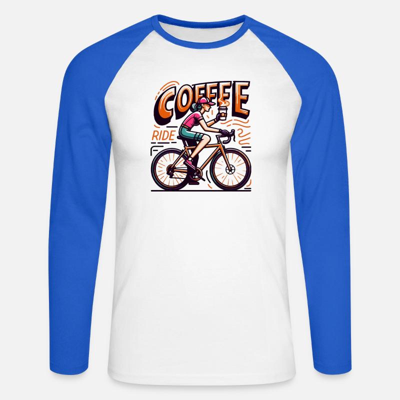 Lebendige Kaffeefahrt Illustration - Unisex Baseballshirt langarm - Weiß/Royalblau
