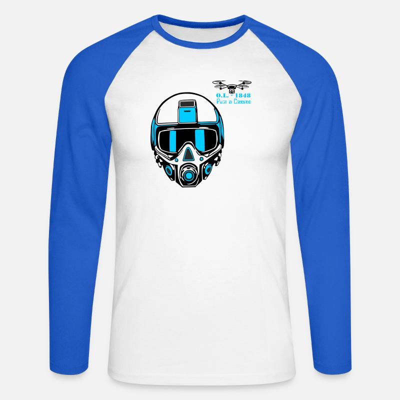 Drohnenpilot 2 - Unisex Baseballshirt langarm - Weiß/Royalblau