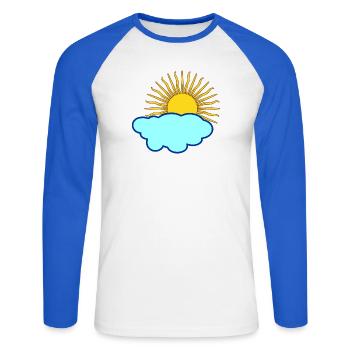 Soleil derrière les nuages - T-shirt baseball manches longues Homme - blanc/bleu royal - Devant - Nik (191cm)