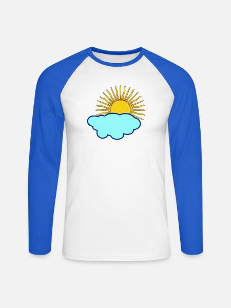 Sun behind cloud - Unisex Long Sleeve Baseball T-Shirt - white/royal blue