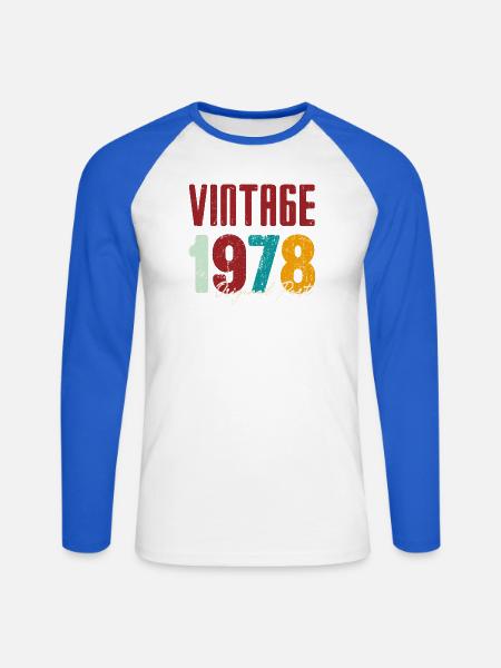 Jahrgang 1978 Originalteil - Unisex Baseballshirt langarm - Weiß/Royalblau