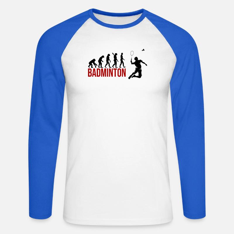 Evolution Badminton - Unisex Baseballshirt langarm - Weiß/Royalblau